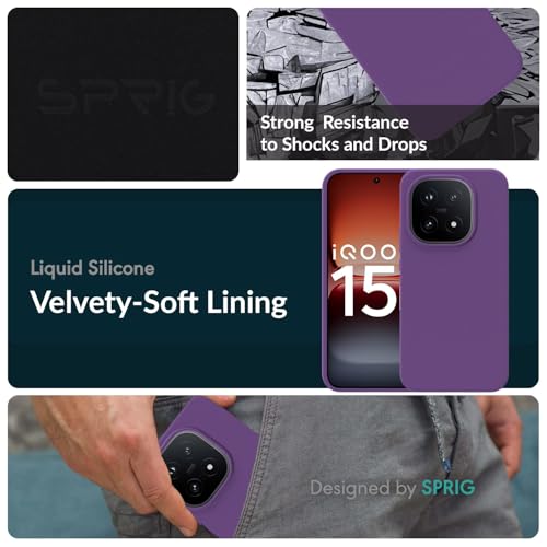 Image of SPRIG Compatible with IQOO 15 5G SilkTone Silicone Back Cover Drop Tested Shock Proof Mobile Case for Men, Women, Boys and Girls with Camera Protection (Purple)