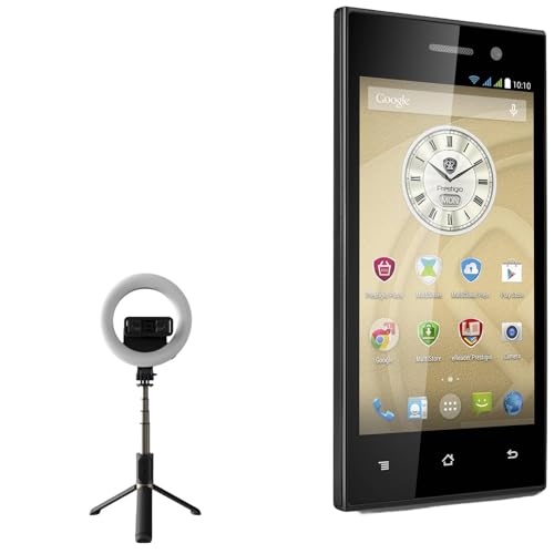 BoxWave Stand and Mount Compatible with Prestigio Muze A3 - RingLight SelfiePod, Selfie Stick Extendable Arm with Ring Light - Jet Black