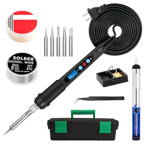 Soldering Iron Kit, 60W LED Display Soldering Gun with Ceramic Heater, 12-in-1 Adjustable...