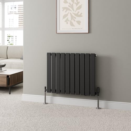 DuraTherm® 600 x 756mm Black Horizontal Designer Radiator Single Column Flat Panel Modern Central Heating Panels Bathroom Radiators