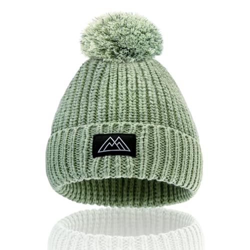 Image of YATANAM Baby Beanie Reflective Toddler Winter Hat Knitted Infant Beanies for Girls Boys Novelty Pom Pom Hats
