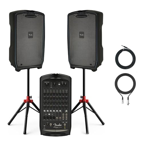 Fender Passport Venue S2 Portable PA System Bundle with Compact Speaker Stands, XLR Cable, and...