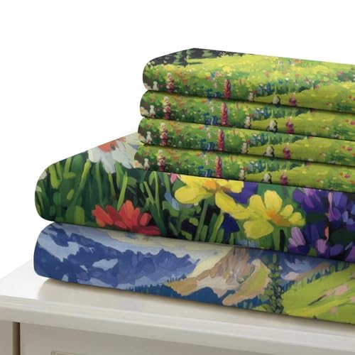 Parure de lit paysage de montagne en microfbre 200x200 cm avec housse de couette imprimée 3D