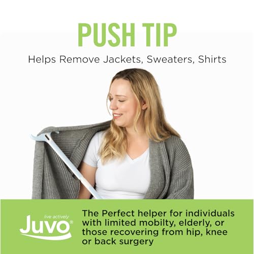 Juvo Long Handle Shoehorn and Dressing Aid - for Elderly, Disabled, Limited Mobility, Hip Replacement Recovery, Back, Shoulder and Knee Surgery - Helps Getting Dressed Without Bending or Stooping