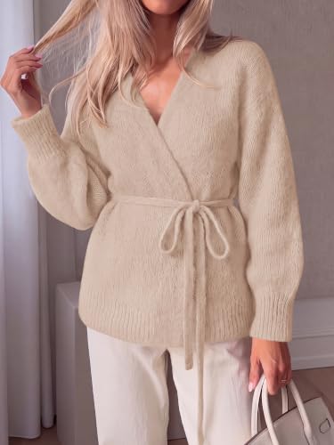 KIRUNDO Womens Trendy Wrap V Neck Tie Open Front Cardigan Cozy Sweaters - image 4