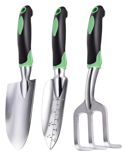 SYBNIKOLF Attrezzi da Giardino Set di cazzuole Forca da Giardino in Lega di Alluminio, Attrezzi manuali for lavori di Giardinaggio, scavo, allentamento del Terreno