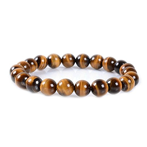 Natural A Grade Golden Tiger's Eye Gemstone 8mm Round Beads Stretch Bracelet 7 Inch Unisex