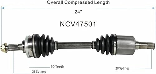 Miniatura 4 de 1PCS Front Driver Side CV Axle Assembly CV Joint CV Shaft For Ford Probe 1989-1992 For Mazda 626 1988-1991 For Mazda MX-6 1988-1992