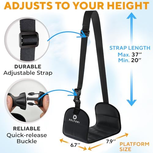 Portable Airplane Footrest for Travel - Comfortable Foot Hammock W/Memory Foam & Hardboard for Improved Blood Circulation, Swelling & Soreness Relief - Foot Rest for 5