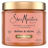 SheaMoisture Define & Shine Styling Gel + Flaxseed Coconut&Hibiscus Hydrates,Holds Your Style All Day Infused With Glycerin,Coconut Oil an Invigorating Sweet Scent ParabenFree Frizz Control Gel 15OZ