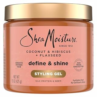 SheaMoisture Define & Shine Styling Gel + Flaxseed Coconut&Hibiscus Hydrates,Holds Your Style All Day Infused With Glycerin,Coconut Oil an Invigorating Sweet Scent ParabenFree Frizz Control Gel 15OZ
