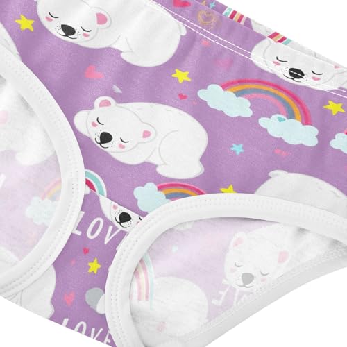 Joisal Cute White Polar Bears Purple Panties for Girl Toddlers Underwear Floral Cotton Designer Briefs Kids Undies 2t4