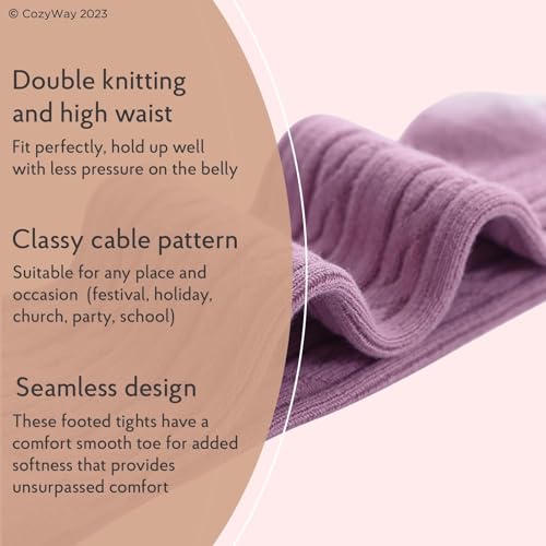 CozyWay Baby & Toddler Tights - Baby Girl and Boy Leggins Cable Knit Comfy Cotton Infant Multicolor - 5 Pack2