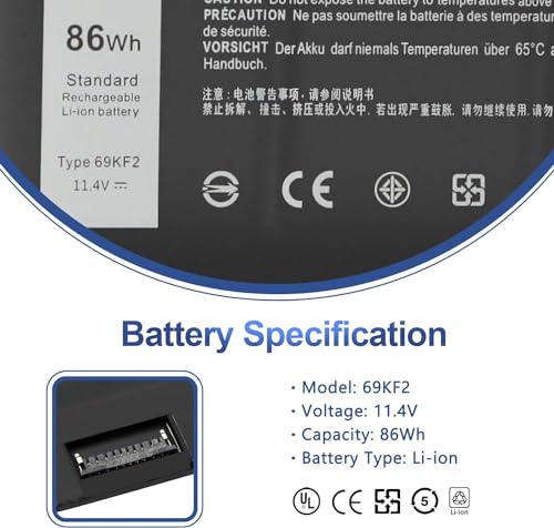Image of Wefly 69KF2 Laptop Battery Compatible for Dell XPS 15 9500 9510 9520 9530 Precision 5550 5560 G15 5510 5511 5520 5515 5521 G7 15 7500 P91F P87F 0GFJ6 Inspiron 7510 7610 7620 Laptop Battery
