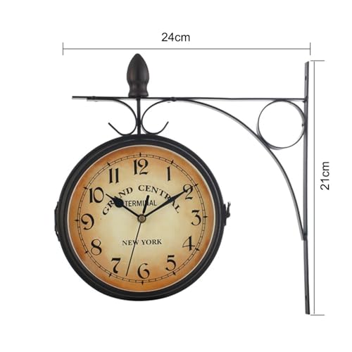 Horloge murale double face vintage avec motif antique de salon - 3