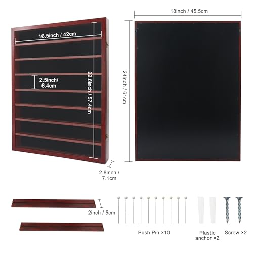 Image of FramePro Shadow Box Frame Display Case 18x24 with Removable Shelves, Deep Memory Box Trinket Knick Knack Shelf Cabinet for Collector, Keepsake Coins Military Medals Wedding Flowers Cherry
