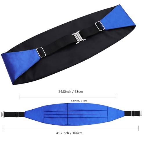 Image of Alizeal Mens Multicolored Silk Solid Cummerbund Bow Tie Set