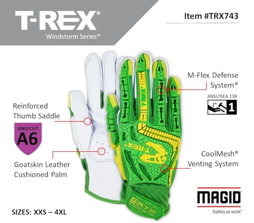 MAGID TRX743 ANSI A6 Cut-Resistant Windstorm Series Hi-Vis Impact Gloves, 1 Pair, Size 11/XXL - Thumbnail 2