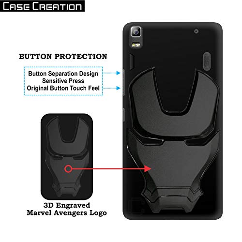 Image of COVERLY Official 3D Touch Feel Trending Marvel Avengers Logo Mask Soft Rugged Grip Silicone Iron Man Super Power Cartoon Movie Silicone Matte Back Cover for Lenovo A7000 - Black (2018)