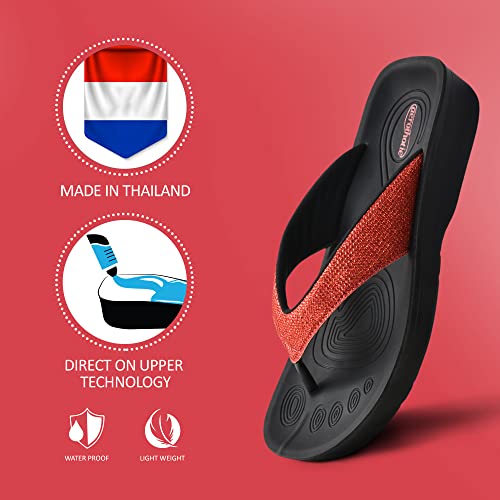 Image of AEROTHOTIC Comfy Arch Support flip flops for women Split Toe Stylish Cushioned Strap with non-slip footbed Walking Dressy Sandals Indoor and Outdoor