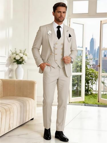Wangyue Men's 3 Piece Slim Fit Suits Double Breasted Egypt | Ubuy