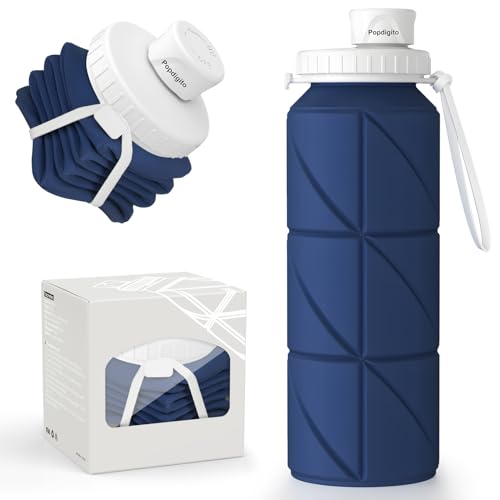 Popdigito Faltbare Wasserflaschen, faltbare Reisewasserflasche aus Silikon,...