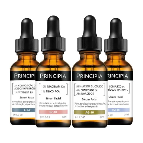 Principia Kit 4 Séruns Niacinamida + Hialurônicos + Peptídeos + G...