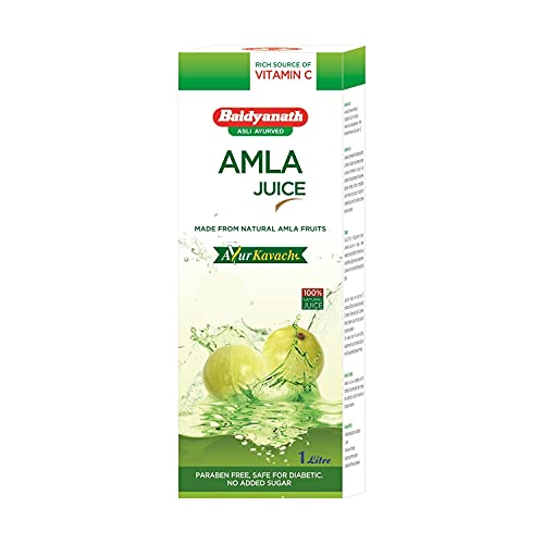 Image of Baidyanath Jhansi Asli Ayurved Amla juice 1L Rich In Vitamin C | Immunity Booster | Safe for Diabetic No Added sugar | Paraben free | Cold-Pressed, Pure & Natural