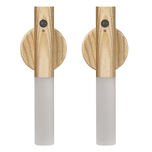 Lohoom Rechargeable Wall Light, 500mAh USB Modern Fashion Magnetic Night Light Cordless Motion Sensor Mounted Torch Lights for Bedroom, Hallway, Stairway, Children Room and More (2PCS A)…