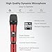 TONOR Wireless Microphone Systems, Dual 2x15 adjustbale UHF Channels Micro Kit, Metal Handheld Dynamic Singing Mic 200ft with Receiver for Karaoke, DJ Party, Church, Wedding, Speech, PA TW450 Grey&Red
