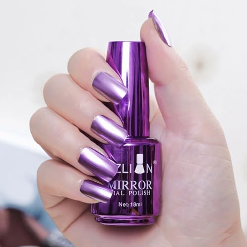 FREEORR Blue Purple Metallic Nail Polish, Mirror Shiny Metal Effect Long-Lasting Quick Dry Nail Lacquers, Multicolor High Gloss DIY Nail Art Gel Polish(09,18ml)