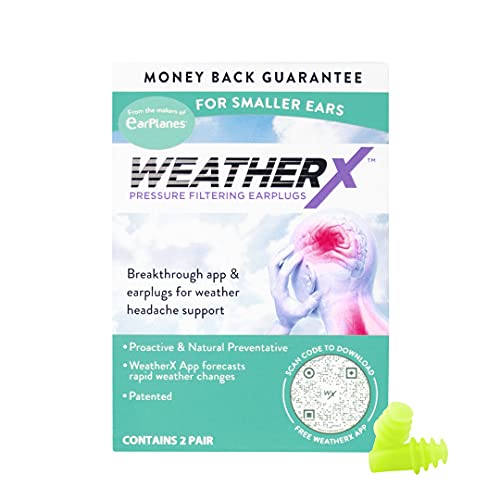 WeatherX Pressure Filtering Earplug for Shifts in Barometric Weather Pressure (Small 2 Pk)