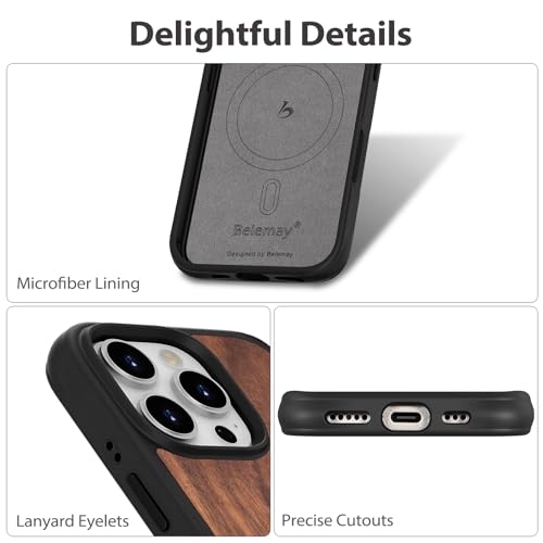 Coque en bois iPhone 16 Pro Belemay MagSafe antichoc - 6