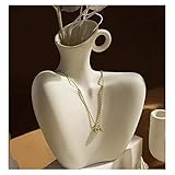 Ceramic Female Form Body Shape Flower Vase for Home Decor White (White)