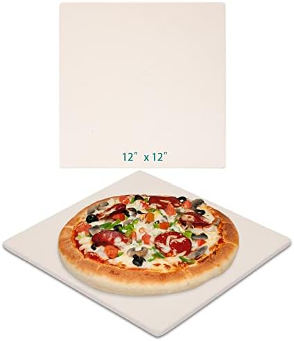 Waykea 12" x 12" Pizza Stone Square Baking Stone | Premium Cordierite Pizza Grilling Stone for Grill Oven RV Oven | Bake Homemade Golden Crispy Crust Pizza