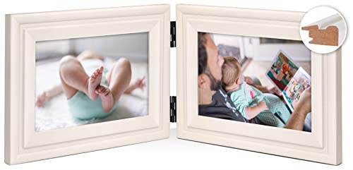 Jd Concept Double Horizontal 4X6 Picture Frame, White Foldable Wood Frame, 4 X 6 Landscape View On Table-Top Or Wall Hanging #TOP7