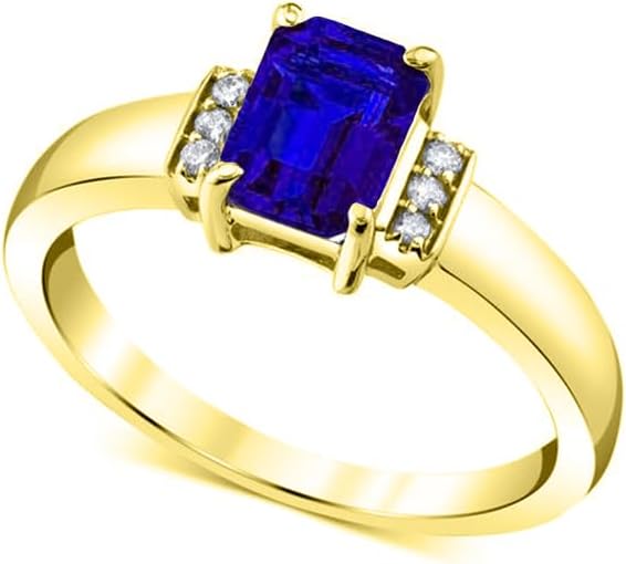 1.5CT Gemstone Engagement Ring 10K 14K 18K Solid Gold 6mm * 8mm Emerald Cut Birthstone Wedding for Women