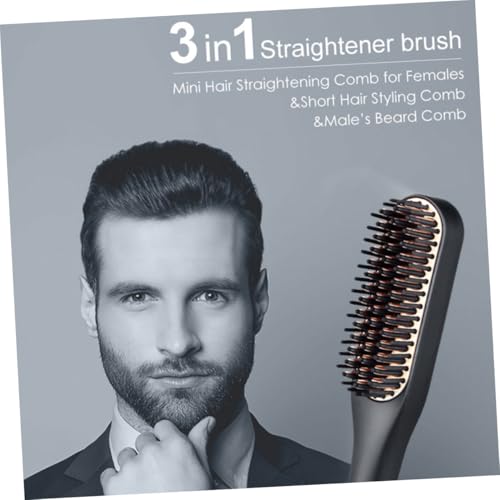 Plancha para Cabello y Barba Mini NUOBESTY, Peine Estilizador Eléctrico con 3 Niveles de Temperatura, Enchufe Estándar EE.UU., Color Dorado miniatura 6