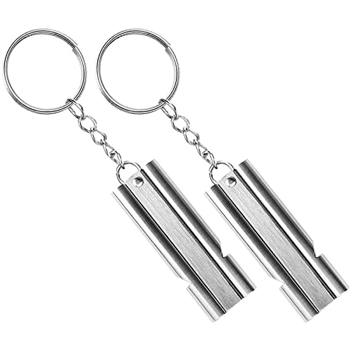 2 Pcs Silbato De Supervivencia De Emergencia Con Llavero Silbido Supervivencia Para Camping Silbatos Tubos Dobles Alto Decibelio Arbitro Silbato Supervivencia Para Camping Senderismo Entrenamiento Cover