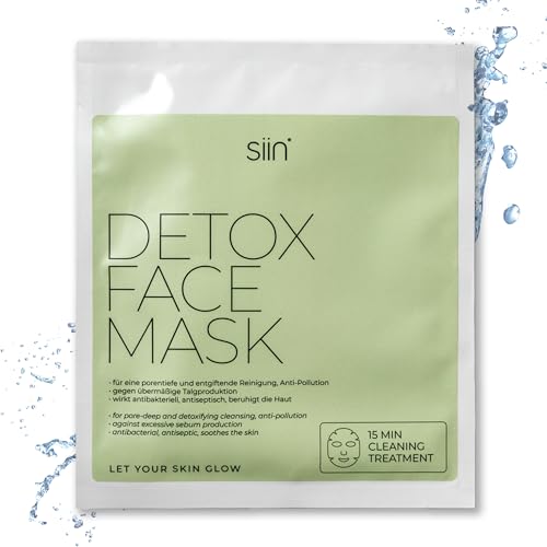siin Maseczki z tkaniny Detox, do twarzy i szyi, oczyszcza i odtruwa skórę, działa antyoksydacyjnie, antyseptycznie, redukuje wolne rodniki i ogranicza produkcję łoju