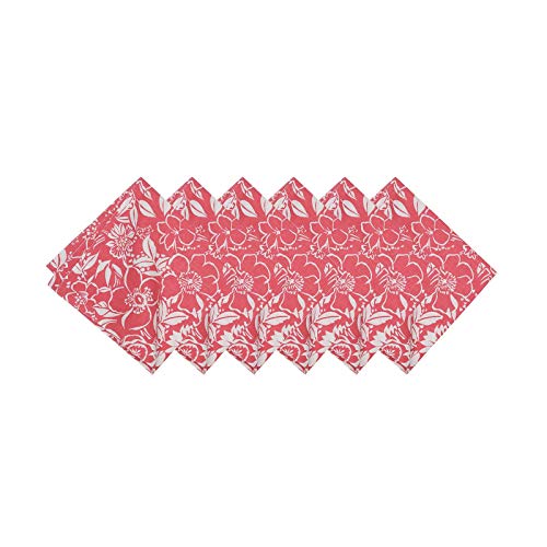 Set de 6 Servilletas de Tela C&F Home Rojo Floral Cuadradas miniatura 1