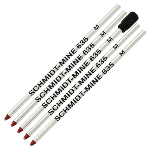 Recharge Schmidt 635 D1 rouge lot de 5 stylos bille pointe moyenne 0,7mm