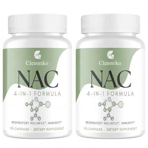 Clenoriko NAC Supplement 1200mg with Bromelain, Glycine & Selenium, 4-in-1 NAC Supplement N-Acetyl Cysteine for Respiratory & Airway Wellness, Glutathione Precursor, Antioxidant & Immunity*, 180 Caps