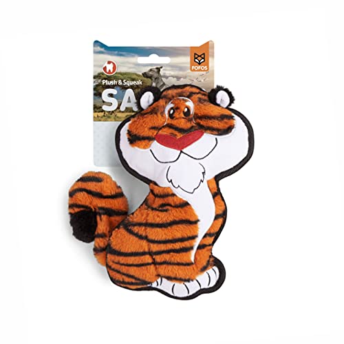 Image of BarkButler x FOFOS Safari Tiger - Brown Toy for Small and Medium Dogs (0-20kgs), Soft Plush Material, Squeaker Inside, Durable