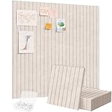 Lifewit Felt Slatted Bulletin Board with Self-Adhesive, 36'x 36'-9 Pack Cork Board Alternative, Pin Board Vision Board Message Board with 40 Pushpins for Office Decor, Room Decor, Oatmeal
