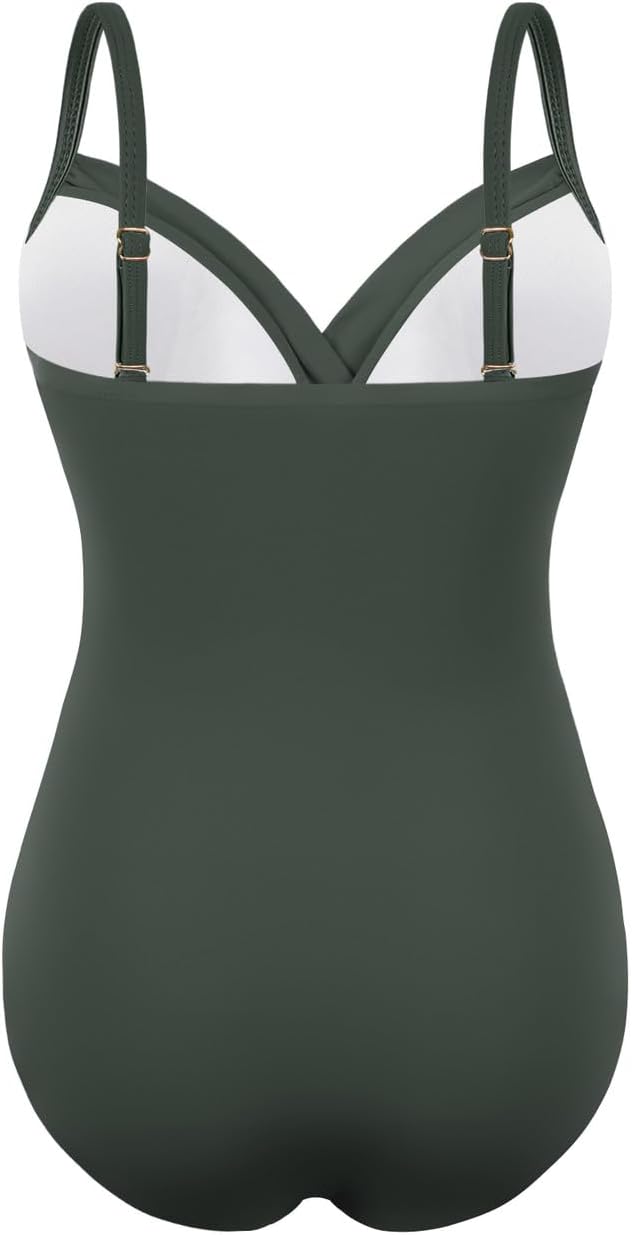 Hilor Women's Ruched Underwire One Piece Swimsuit Front Twist Swimwear Tummy Control Bathing Suit Monokini - Image 8