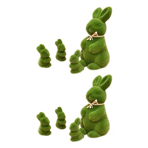 STOBOK 8 Peças Escultura Estátua de Coelho de Musgo da Páscoa Decoração de Coelho de Musgo Artificia