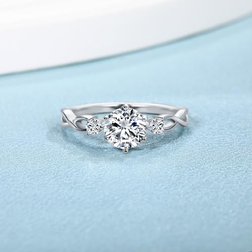 VOLUKA White Gold Plated 925 Silver Moissaite Ring For Women 0.5CT - 1CT Lab Diamond Promise Ring Wedding Engagement Silver Moissanite Ring4