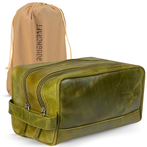 Fine Grain Leather Travel Toiltery Bag- Dopp Kit Travel Orangizer...