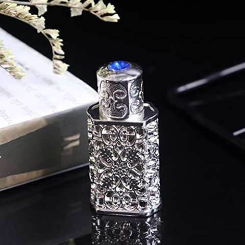 NIHAOYA 1 PC 3 ML Silver Vintage Decorative Fragrance Bottles Antique Refillable Perfume Bottles for Lovers Parents Friends Any Occasions Cover